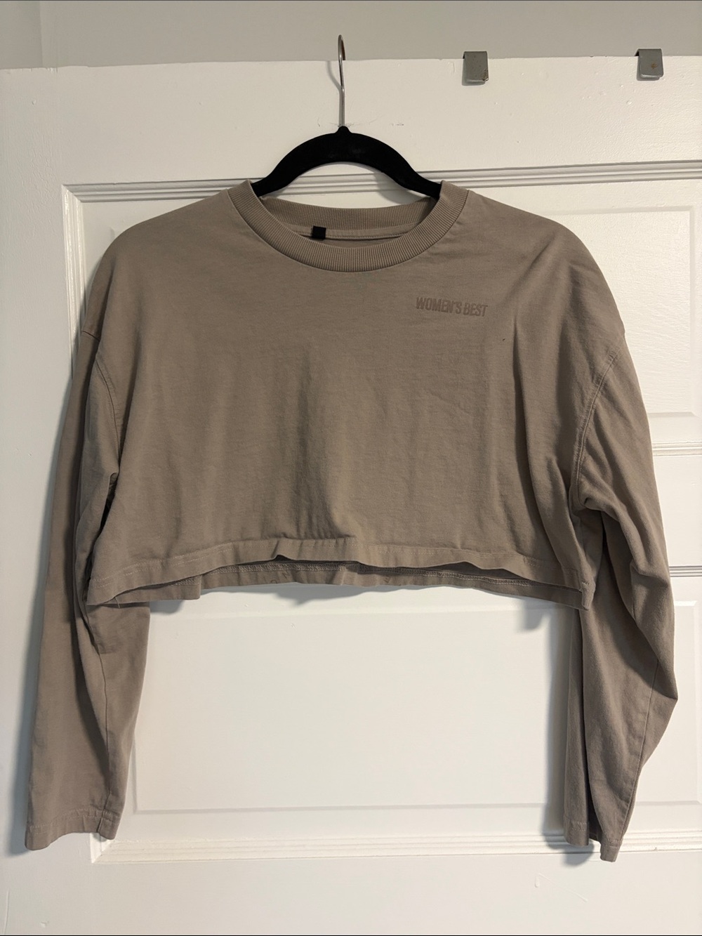 Taupe Cropped Long-Sleeve Top